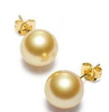 Free shipping  PAIR OF 9-10MM NATURAL AUSTRALIAN SOUTH SEA GENUINE GOLD PEARL EARRING 14K POST 2024 - buy cheap