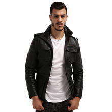 Chaqueta de cuero de vaca para hombre, abrigo militar ajustado, de talla grande XXXL, color negro, 2020 2024 - compra barato