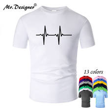 Camiseta de algodón con cuello redondo Unisex, camisa de manga corta con diseño de arte de línea de latido del corazón, estilo Simple, informal, de verano, m01020 2024 - compra barato
