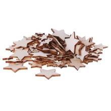 100pcs Cut Wood Embellishment Wooden Star Shape Craft Wedding Decor QX2E 2024 - buy cheap