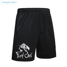 Shorts de corrida masculino com estampa fish on, calção esportiva para homens, nova esportiva de verão com malha de peixe 2024 - compre barato