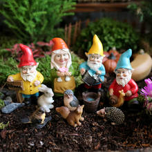 Kit de decoração em miniatura de jardim de fadas, 10 peças, gnomes e fadas, animais de fadas, figuras, mini conjunto de decoração de jardim diy, acessórios em miniatura 2024 - compre barato