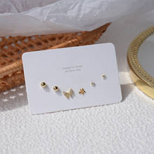 Ins Hot Sale 6pcs 14K Real Gold Knot Stud Earrings for Women 925 Silver Needle Zircon Earrings Set 2024 - buy cheap