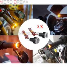 Seta de motocicleta universal com led, seta e pisca-pisca para guidão de 22mm, luz vermelha e branca, 2 peças