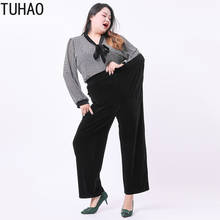 TUHAO-Pantalones rectos de cintura alta para mujer, pantalón holgado de terciopelo dorado, talla grande 7xl, 6xl, 5xl, primavera 2020, WM07 2024 - compra barato