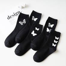 Fluorescent Luminous Butterfly Black Socks Streetwear Kawaii Crew Women Men Happy Funny Cartoon Socks Cotton Casual Cute Socks 2024 - buy cheap