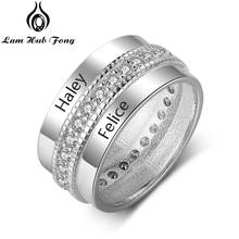 Personalized Name Ring for Women Engrave Name Zircon Wide Rings Custom Couple Promise Ring Anniversary Party Gift (Lam Hub Fong) 2024 - buy cheap