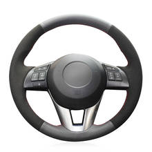 Hand-stitched Black Genuine Leather Anti-slip Soft Car Steering Wheel Cover for Mazda 3 Axela Mazda 6 Atenza Mazda 2 CX-3 CX 2024 - buy cheap