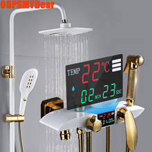 LED Digital Shower System Bathroom Hot Cold Mixer Smart Thermostatic Shower Set Round Head SPA Rainfall Bath Faucet White Grifos 2024 - buy cheap