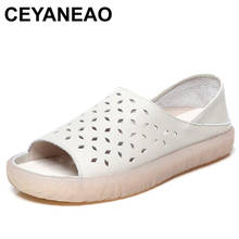 Ceyaneao sapatilhas de mulher de couro legítimo, sandálias femininas rasas, sapatos casuais, mocassins, sapatos de verão femininos, mocassins, e1877 2024 - compre barato