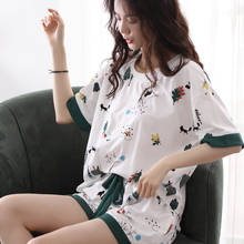 2021 New Pajamas Women Summer Cotton Short-sleeved Shorts Cute Korean Loose Home Clothing Two-piece Suit Woman Pijama Set 2024 - buy cheap