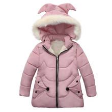 Casaco de inverno infantil, jaqueta de inverno com capuz de pele, quente, grosso, longo, casaco de meninas, roupas infantis, jaqueta de inverno para meninas 2024 - compre barato