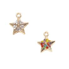 Pentagram Star Pendants Rhinestone Charms Zinc Based Alloy Gold Color16*14mm For DIY Necklace Jewelry Handmade Making, 10 PCs 2024 - buy cheap