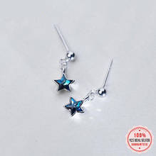 Real 100% 925 prata esterlina moda linda estrela azul cz brincos para mulheres prata fina 925 jóias presente ds822 2024 - compre barato