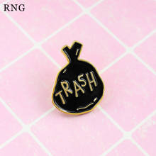 RNG New black gold border letter rush pocket handbag Metal Enamel Pin creative fashion Lapel Brooch gift 2024 - buy cheap