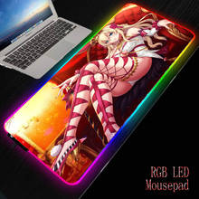 Xgz mousepad gamer grande com iluminação led, sexy, anime, menina, rgb, usb, mesa colorida, mouse, tapete para pc, laptop, desktop 2024 - compre barato