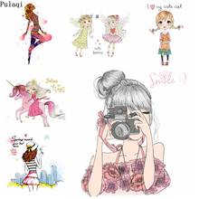 Pulaqi DIY Ballet Girl Iron on Transfers for Kids Clothes Iron on Patch Heat Transfer Vinyl Thermal Sticker Applique Badge Decor 2024 - buy cheap