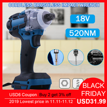 18V 520Nm Battery Wrench Electric Rechargeable Brushless Impact Wrench Cordless 1/2 Socket Wrench Power Tool For Makita Battery 2024 - buy cheap