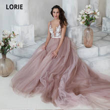 LORIE Dusty Pink Wedding Dresses V-Neck Appliques Tulle A-Line Backless Wedding Gown Bride Dress 2021 vestido de novia 2024 - buy cheap