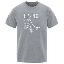 Hot Sale Tea Rex Print Men's t-shirts Funny Harajuku crew neck solid color tshirts 2020 hip hop 100% cotton Homme short sleeve 2024 - buy cheap
