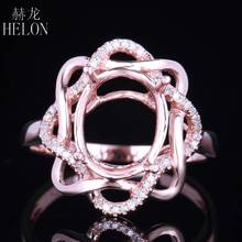 Helon solid 14k ouro rosa diamantes naturais mulheres jóias finas semi montagem anel de noivado ajuste oval corte 10x8mm 2024 - compre barato