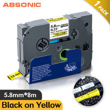 Absonic 5.8mm Hse-611 for Brother Hse611 Hse 611 Heat Shrink Tube Label Tape Black on Yellow for Brother P Touch Label Maker 2024 - buy cheap