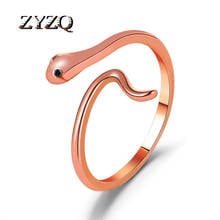 ZYZQ Punk Retro Copper Snake Women Ring Personality Couple Exaggerated Wind Serpentine Ring Wear Jewelry Everyday 2024 - buy cheap