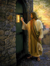 Here I Stand At Door And Knock Jesús Garden Art Film Print, póster de seda, decoración de la pared del hogar, 24x36 pulgadas 2024 - compra barato