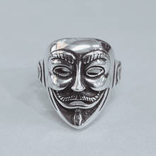 New Trendy Fancy Silver Color Mask Rings For Women Wedding Men Jewelry Finger Rings Wholesale 2024 - buy cheap