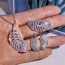 Designer original new inlaid zircon necklace earrings adjustable ring three-piece luxury charm exquisite ladies silver jewelry 2024 - buy cheap