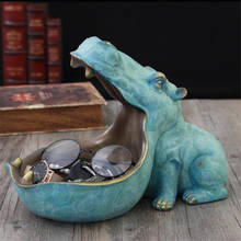 Organizador de mesa resina hipopótamo estátua chave doces recipiente cinza bandeja decoração para casa acessórios 2024 - compre barato