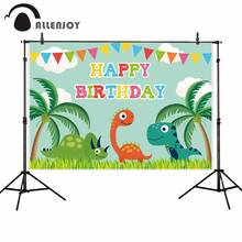 Allenjoy фотография Фон динозавр день рождения мультфильм кокосовое дерево баннер украшение для вечеринки задний план Фотофон для детей 2024 - купить недорого
