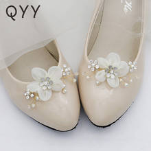 QYY Fashion Handmade Flower Shoe Clips for Women Pearl Bridal Crystal Wedding Shoe Buckle Trendy Party Prom Accessories Gifts 2024 - buy cheap