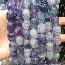 Natural Colored Fluorite Stone Beads About 12x16mm Barrel shape Loose Fluorite Stone Beads For Jewelry Making DIY 15'' 2024 - buy cheap