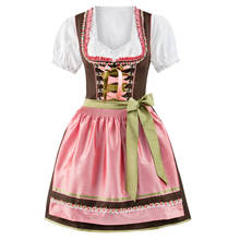 Vestido del Oktoberfest Dirndl de Baviera para mujer, traje de dama de cerveza alemana austriaca, para fiesta de Halloween 2024 - compra barato