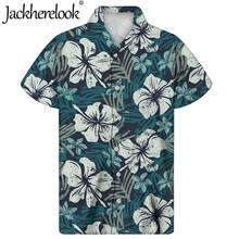 Jackherelook Hibiscus Flowers Print Summer Cuban Guayabera Camisa Hombre Shirt For Men Casual Short Sleeve Men Clothes 2024 - buy cheap
