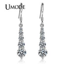 UMODE Korean Water Drop Long Drop Earrings for Women Female Round Zircon Earrings Fashion Crystal Ear Hook UE0419 2024 - buy cheap