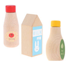 3pcs Kid Kitchen Pretend Toy Play House Wooden Tomato Ketchup Milk Bottles 2024 - buy cheap