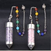 New Style 6pcs/Lot Natural Stone Pendulum Wishing Bottle Glass Mini - shaped Seven Chakra Gravel Cone Pendant 2024 - buy cheap