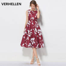VERHELLEN, vestido de pasarela de diseñador de alta calidad, vestido de otoño 2019 para mujer, sin mangas con estampado Floral vestido de fiesta, vestidos elegantes 2024 - compra barato