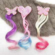 New Girls Lovely Gradient Colorful Wigs Hairpins Princess Hair Ornament Headband Hair Clips Barrettes Kids Hair Accessories 2024 - buy cheap