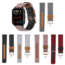 Correas de tela de lona de cuero genuino para Huami Amazfit GTS 2e GTS2 mini, correa de repuesto para Bip Lite S U Neo, 20mm, 22mm 2024 - compra barato