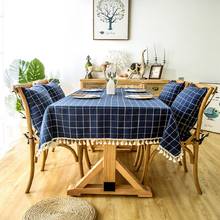 Polyester fiber imitation cotton and linen waterproof plaid tassel table cloth rectangular dining table coffee table table cloth 2024 - buy cheap