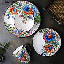 Pastoral style hand-painted underglaze flower ceramic dish tableware Western steak salad snack cake storage decorative plate 2024 - buy cheap
