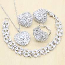 Silver Color Color Jewelry Sets for women White Zircon Earrings Pendant Necklace Ring Bracelet  Gift Box 2024 - buy cheap