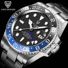 2020 New LIGE Sapphire Watches For Men Luxury Brand Ceramic Bezel GMT Automatic Watch 100M Waterproof Sport Mechanical Men Watch 2024 - buy cheap