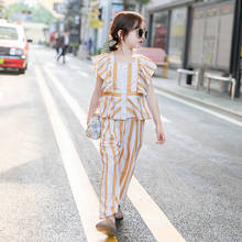 2 pçs meninas verão terno nova versão coreana estilo listras borboleta manga terno moda verão das crianças maré roupas menina conjunto 2024 - compre barato