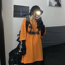 T-shirt Female Harajuku Couple T-shirt Top Pumpkin Top Printed Letter T-shirt Fake 2 Piece Patchwork Casual O-neck Streetwear 2024 - buy cheap