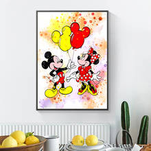 Watercolor MICKEY and MINNIE Poster Disney Canvas Print Wall Art Posters for Children Bedroom Decor Birthday Gift Nursery Decor 2024 - buy cheap