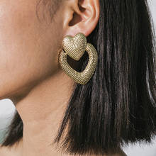 Vintage Punk Pitted Surface Metal Love Heart Stud Earrings for Women Simple Geometric Earrings Pendientes Jewelry Brinco XR2512 2024 - buy cheap
